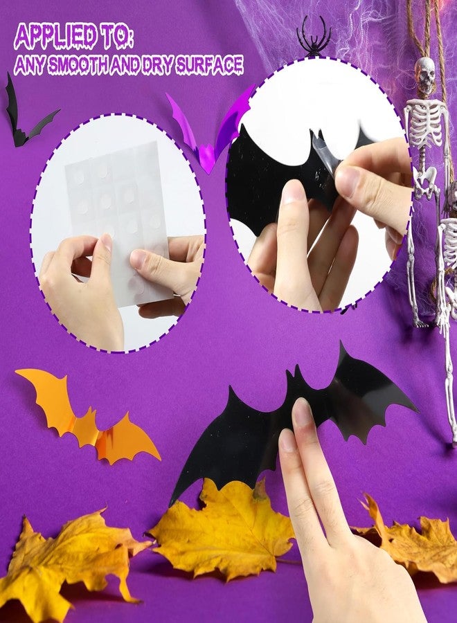Incrizma 68Pcs Bat Wall Decor, Halloween Bats Decorations 3D Bats WallDecor Realistic Felt Bats Stickers for Outdoor DIY Home Decor Party Supplies (Halloween Bat PInk N Black) - Image 4